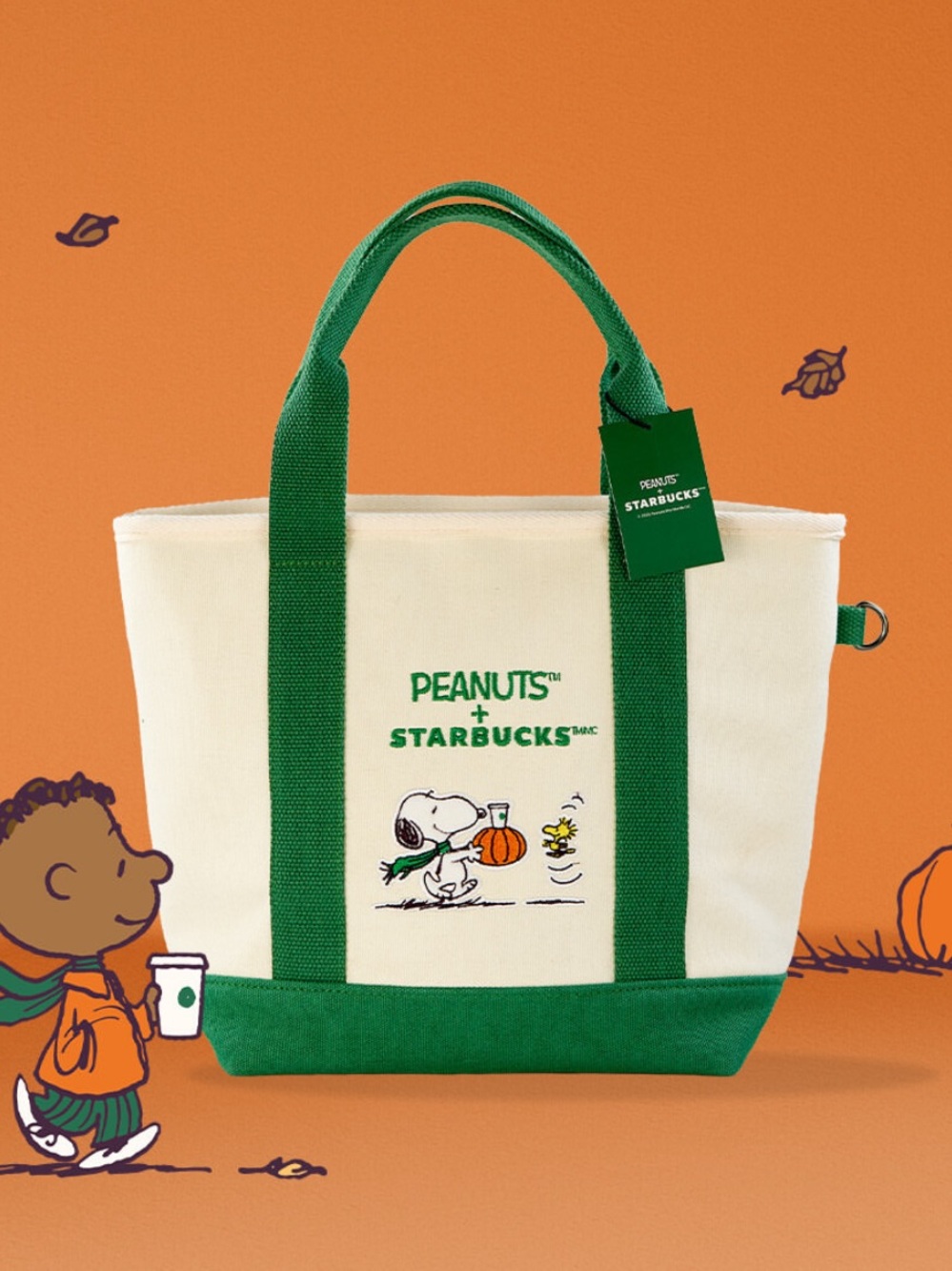 Starbucks + Peanuts Mini Tote Bag Canvas Snoopy The Great Pumpkin